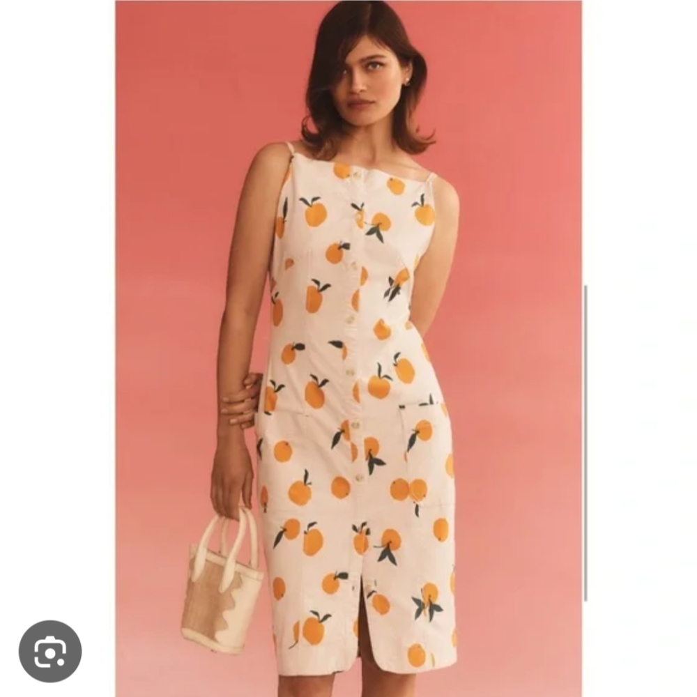 Orange Print Sleeveless Dress